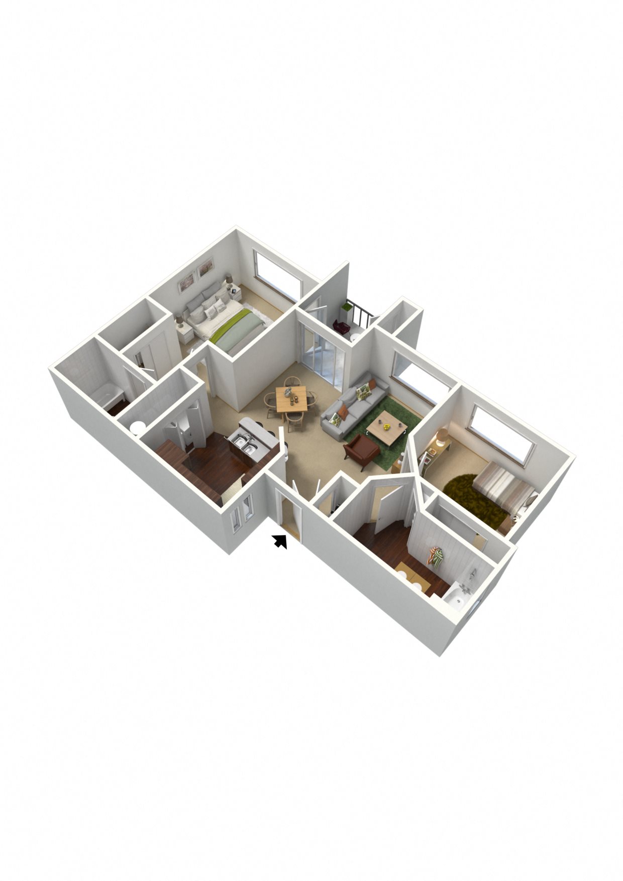 2 bedroom 2 bathroom floor plan at Summit Vista Apartments in Tucson, AZ